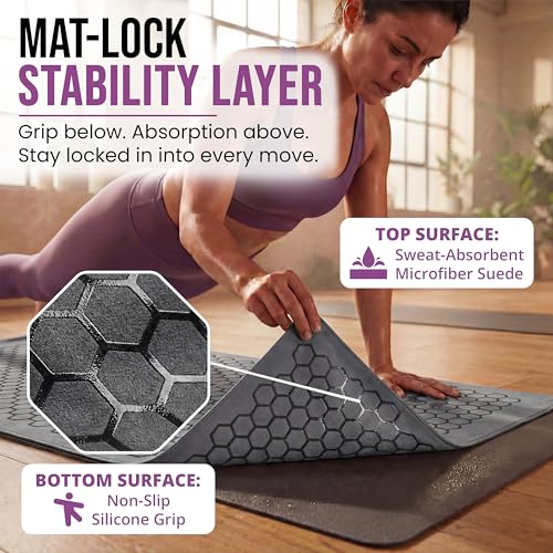 Hot Yoga Mat Towel – Non-Slip Grip for Hot Yoga, Sweat Absorbent, Honeycomb Silicone Grip, Stays Flat – Ideal for Pilates, Travel, Washable & Lightweight - Gray - color: Gray