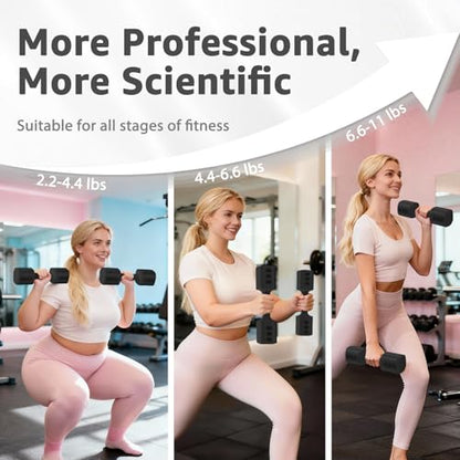 Adjustable Dumbbell Set of 2, Adjustable Weight set, Anti-slip Handle, 4 in 1 Free Weights Dumbbells Set for women at home, 2.2lb, 3.3lb, 4.4lb, 5.5lb, for Home, Office, Gym Exercise Training