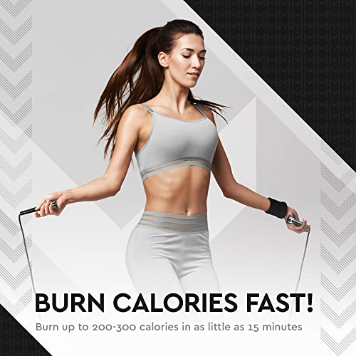 Jump Rope with Adjustable Travel Bag | Skipping Rope Cable for Endurance Training at Home or Outdoors | Tangle Free Speed Jumping for Men, Women and Kids