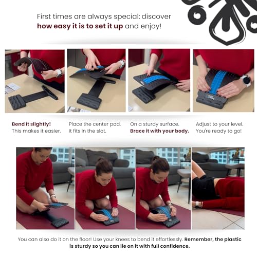 Just A Feeling Back Stretcher Lower - Lumbar Support & Back Cracker w/Silicone & Foam Pads - Spinal Decompression Device for Sciatica, Herniated Disc, Back Popper for Back Pain w/Chair Strap - color: Classic Blue Edition