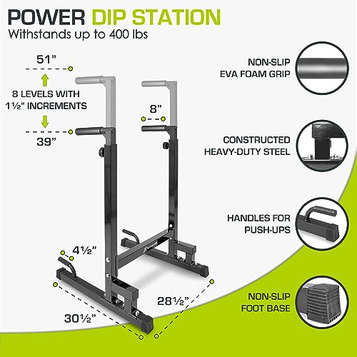 ProsourceFit Dip Stand Station, Heavy Duty Ultimate Body Press Bar with Safety Connector for Tricep Dips - color: Black, style: Pro