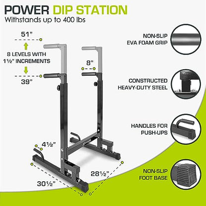 ProsourceFit Dip Stand Station, Heavy Duty Ultimate Body Press Bar with Safety Connector for Tricep Dips - color: Black, style: Pro