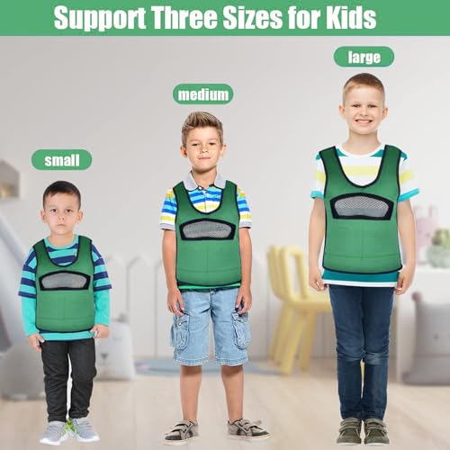 Weighted Vest for Kids Including 6 Removable Weights, (Large, Ages 10+) - color: Green, size: Large