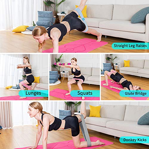 GLAMFIT Booty Resistance Bands for Women - Set of Non-Slip 5 Cotton Loops, Hip Thigh Glute Workout Bands for Squats, Yoga & Home Fitness Strength Training (Level 5)