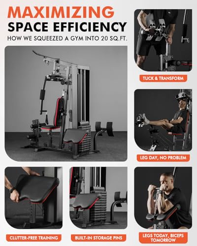 Mikolo Home Gym, Workout Station with 150LBS Weight Stack, Multifunctional Home Gym Equipment, Exercise Equipment for Full Body Strength Training - style: Mikolo Multifunctional Home Gym ProStation