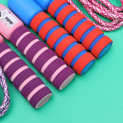 2pcs Counting Jump Ropes Set with Digital Counter, Colorful Cotton Skipping Ropes for Fitness Exercise and Interactive Play