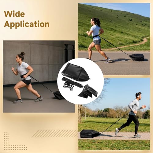 Adjustable Sled Pulling Belt Weight Sled Trainer, Sandbag Sled Trainer Resistance Sled Trainer with 3 Weight Sandbags & Waist Belt, Speed Training for Strength, Agility, Explosive Power (B)