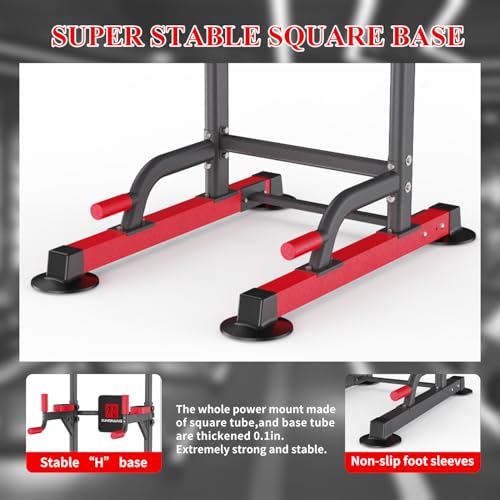 K KiNGKANG Power Tower Pull Up Bar Station, Load 450 lbs with 6-Height Adjustment Workout Dip Station for Home Gym Fitness Equipment