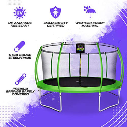 Moxie by Upper Bounce Pumpkin-Shaped Round Trampoline for Outdoor Backyard with Enclosure Net, Recreational, Gymnastics Activity for Kids and Adults, Supports Up to 440 Lbs