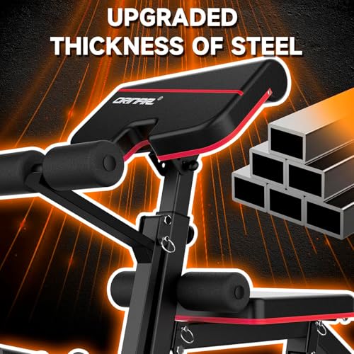 Adjustable Weight Bench, 880Lbs Bench Press for Full Body Workout, Workout Bench for Home Gym with Barbell Rack, Strength Training Stable Incline Decline Bench with Leg Developer