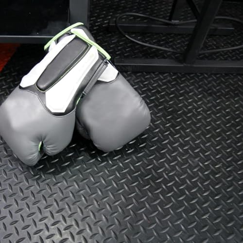 Anti-Slip Rubber Diamond Floor Mat - Durable, Non-Skid, Waterproof Floor Protection for Home, Gym, Garage, and Vehicles - 2.5 mm x 4 ft x 6 ft Rolls - Black (4x15 FT) - size: 180"L x 47.2"W x 0.1"Th