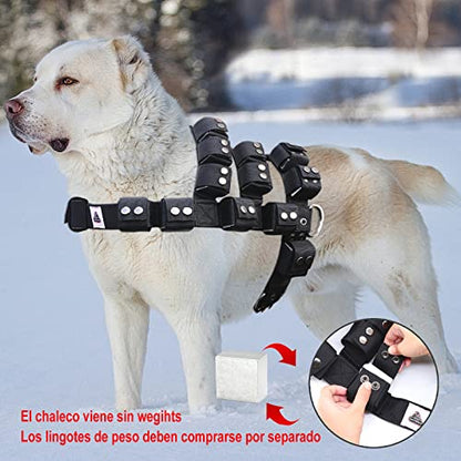 Dog Harness for Small Medium Large Dogs No Pull, Dog Weighted Vest, Tactical Dog Harness for Pit Bulls with Pockets (Adjustable Weight) - Weight Loss, Exercise, Walking, Muscle