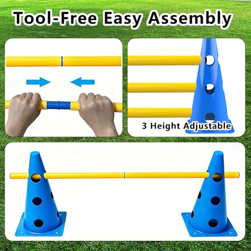 12 Dog Agility Hurdle Cones 3 Heights for Dog Training (Blue) - color: SLV-Hurdle Cone 12