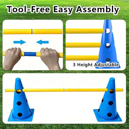 12 Dog Agility Hurdle Cones 3 Heights for Dog Training (Blue) - color: SLV-Hurdle Cone 12