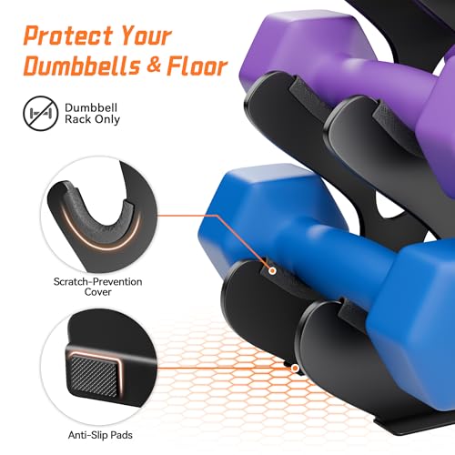 4 Tier Dumbbell Rack, Weight Rack For Home Gym, Dumbbell Stand for Free Weights