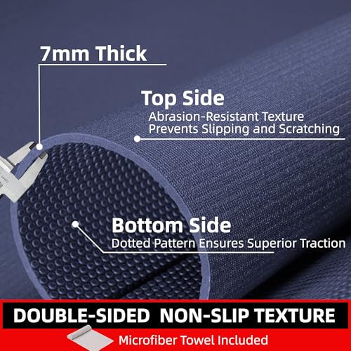 GymCope Large Exercise Mat for Home Workouts, 12x6/10x6/9x6/8x6/7x5/6x4 ft - color: 7'*5'Navy Blue
