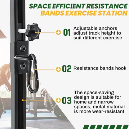 Resistance Bands Wall Mount System Adjustable Wall Anchor 35.5in Metal Gym Station for Exercises Home Fitness Workout Athletic Training,Resistance Bands Not Included