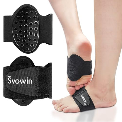 Arch Support Compression Sleeves for Flat Feet, Adjustable Velcro Plantar Fasciitis Braces for Fallen Arches, Unisex Orthotic Arch Support Wrap for High Arch, Feet Pain Relief