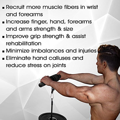 Yes4All Wrist and Forearm Blaster, Build Massive Grip Strength & Muscles with Steel Wrist Roller & Forearm Roller, Heavy Duty Arm Blaster Fits 1" & 2" Weight Plates, Improve Lifting Power - color: A. Basic - Black