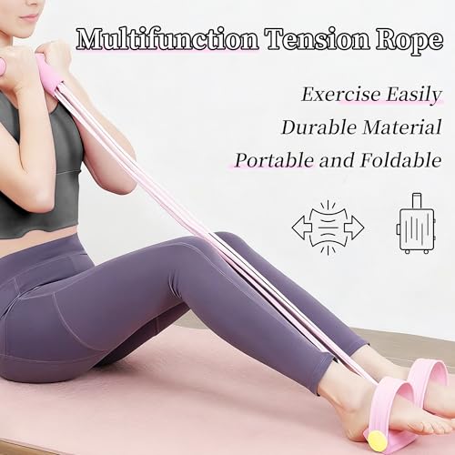 Multifunction Tension Rope, 6-Tube Elastic Resistance Bands, Pedal Resistance Band with Handles, Natural Latex Exercise Bands for Abdomen Waist Arm Leg Stretching & Fitness Training - color: BLUE