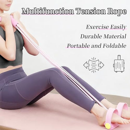 Multifunction Tension Rope, 6-Tube Elastic Resistance Bands, Pedal Resistance Band with Handles, Natural Latex Exercise Bands for Abdomen Waist Arm Leg Stretching & Fitness Training - color: BLUE