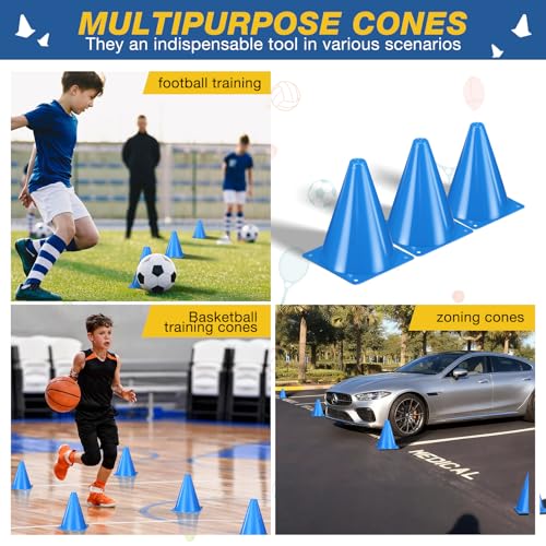 36pcs Cones 7 Inch Soccer Cones and Plastic Traffic Cones, Durable Cones for Sports Training, Ideal for Soccer, Basketball, Football, Skating, and Agility Drills Practice