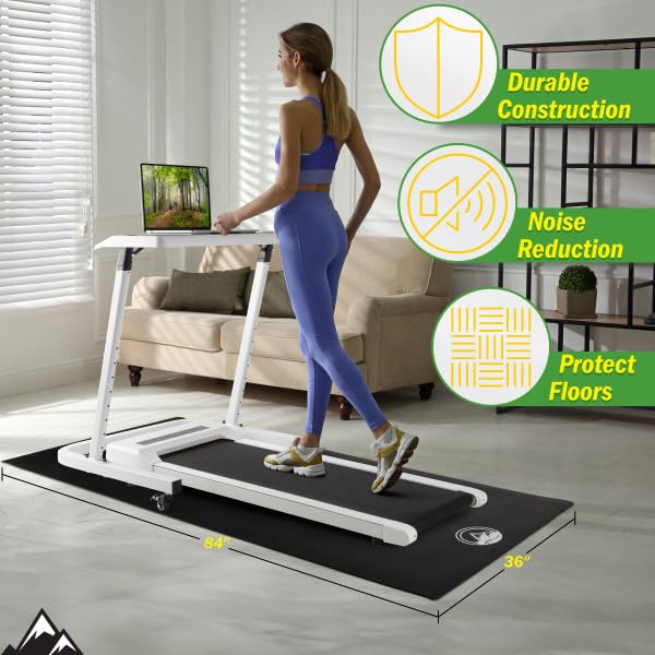 Treadmill & Exercise Equipment Mat – Non-Slip, Waterproof Pad for Bike, Walking Pad, Elliptical or Home Gym – Noise-Reducing Workout Floor Protector by Wakeman - size: Large