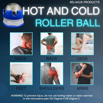 Harmony ICE - HOT ROLLER Massage Roller Ball - Insulating Gel Maintains Cold or HEAT Temperature - Food Grade Stainless Steel, Deep Targeted Massage Relieves Stress, Muscle Aches & Pains (COLORS VARY)
