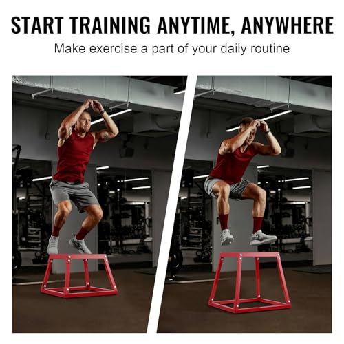 VEVOR Plyometric Jump Box, 18 Inch Plyo Box, Steel Plyometric Platform and Jumping Agility Box, Anti-Slip Fitness Exercise Step Up Box for Home Gym Training, Conditioning Strength Training