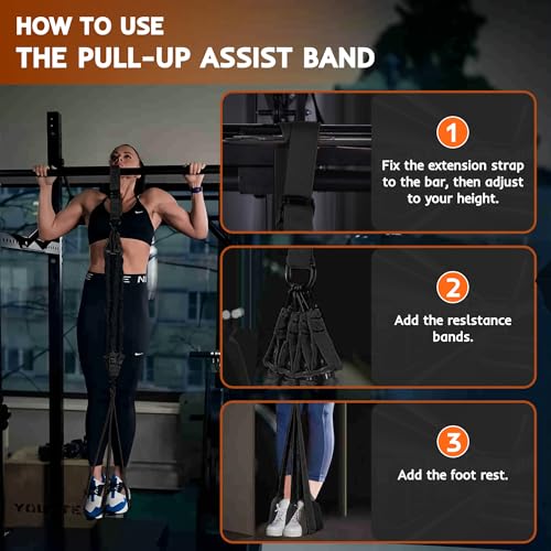Resistance Bands Set for Pull Up Bar, Exercise Bands with Handles, Home Gym Workout Equipment, Pilates Fitness Resistance Bands, Lifting Straps for Pull Ups, Doorway Pull Up Bar Accessory