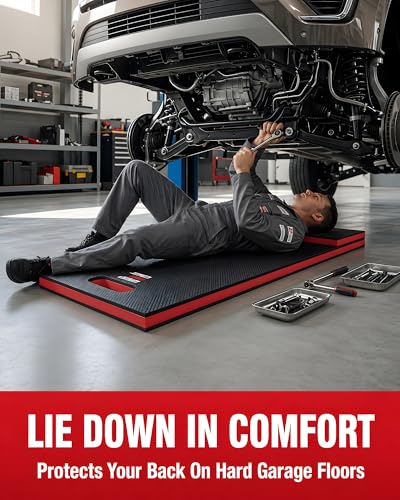 Foldable EVA Utility Mat with Handle, Heavy Duty Mechanic Mat for Kneeling, Workouts, Garages, Gardening, Camping, Picnics, Outdoor Adventures and Home Gyms, Red - color: Red
