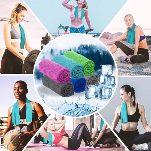 6 Pack Cooling Towel(40"x12") for Neck and face, Ice Towel, Soft Breathable Towels, Cooling Rags for Yoga, Sport, Running, Workout, Gym, Camping, Fitness, Workout & More