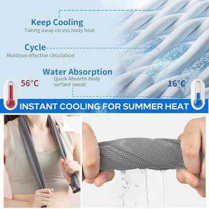 5 Pack Cooling Towels, 40 Inches X 12 Inches, Breathable Soft Chilly Microfiber Towel for Yoga, Sport, Running, Workout, Gym, Camping and Fitness, Multicolor
