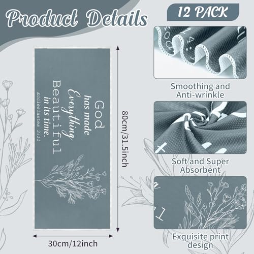 12 Pcs Christian Gifts for Men Fathers Day Cooling Towels Bulk Bible Verse Cooling Towels Man of God Sports Sweat Rag for Gym Yoga Running Religious Gifts for Fathers Day Birthday(Morandi)