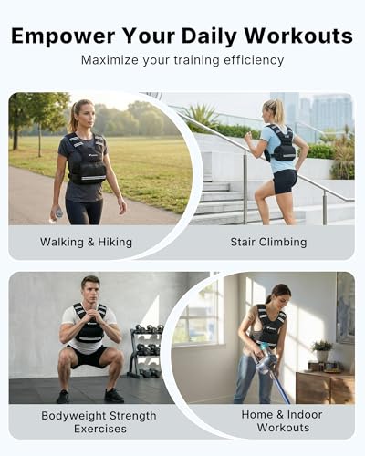 MERACH Weighted Vest for Women, Adjustable Weight Vest with Front Phone Pockets & Iron Sand Bags, Rucking Vest with Reflective Stripe for Strength Training, Walking, Running, Cardio, Home Workout
