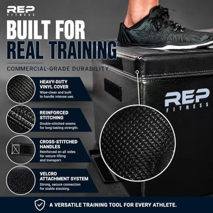 REP Fitness Stackable Soft Foam Plyo Box Set, Adjustable Plyometric Jump Box for Home Gym Workouts, Plyometric Jumping Platform for Exercise, Step Training, HIIT & CrossFit - style: 6"