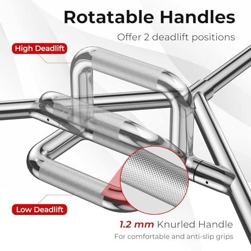 GYMAX Olympic Folding Trap Bar - 56" Chrome Hex Weight Lifting Bar for Squats, Deadlifts, Shrugs & Power Pulls - 800Lbs Capacity - color: Silver, 1" Sleeve