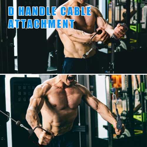 Ergonomic Tricep Rope Pulldown Attachments, Upgraded 27 32 40 & 47 Inch Extra Long Triceps Rope Cable Attachments for Gym, LAT Pull Down Bar for Cable Machine, Tricep Workout Cable Attachments - color: D HANDLE