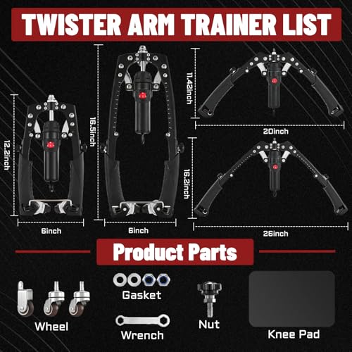Hydraulic Twister Arm Trainer & Ab Roller, 2-in-1 Adjustable Chest Workout Equipment for 22-440lbs Resistance, Full Body Trainer for Men & Women