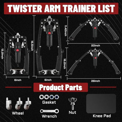 Hydraulic Twister Arm Trainer & Ab Roller, 2-in-1 Adjustable Chest Workout Equipment for 22-440lbs Resistance, Full Body Trainer for Men & Women