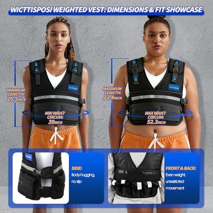 Adjustable Washable Weighted Vest for Women Men, Flexible Cushioning & 4-Layer Breathable Fabric, V-Neck for Walking, Running & Strength Training