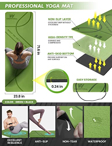 Yoga Starter Kit 12 in 1 - Yoga Set Include Yoga Mat, Foam Roller, 4 Resistance Bands, Yoga Blocks 2 Pack with Strap, 2 Peanut Massage Balls, Yoga kit and Sets for Beginners - style: GREEN