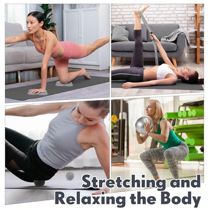 14 Pcs Yoga Kits for Home Workouts Pilates Equipment Set for Women Beginners, Hot Yoga Towel Blocks Strap, Knee Pad, Resistance Loop Exercise Band, Massage Lacrosse Ball, Pilates Ball