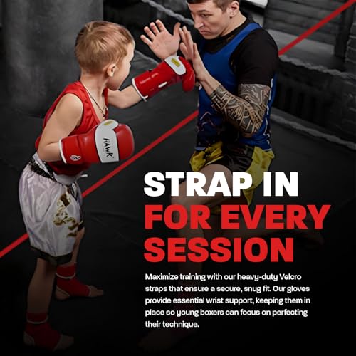Kids Boxing Gloves for Kids Children Youth Punching Bag Kickboxing Muay Thai Mitts MMA Training Sparring Gloves Red, 6 oz