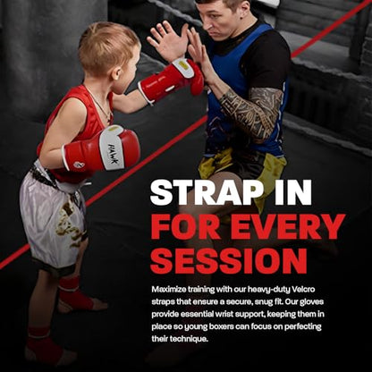 Kids Boxing Gloves for Kids Children Youth Punching Bag Kickboxing Muay Thai Mitts MMA Training Sparring Gloves Red, 6 oz