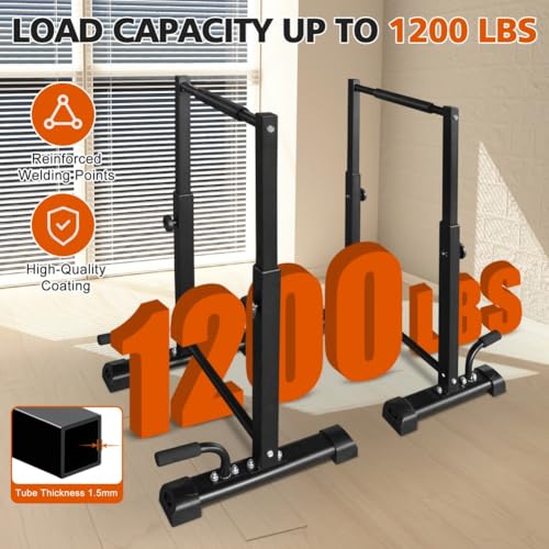 Dip Bar Station Set, 6 Level Adjustable, 1200lbs Heave Duty Dip Station for Full Body Workout Fitness, Functional Parallettes Bars