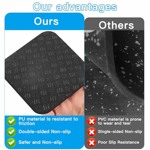 Non-Slip Treadmill Mat Pads, 4x4 Inch High Density Silicone Exercise Equipment Mat - Double-Sided Anti Vibration Pad for Treadmill, Walking Pad, Exercise Bike, Floor Protection