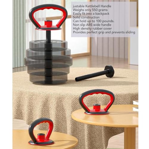 Adjustable Kettlebell Handle, Plate Kettlebell Grip Loadable Ergonomic Weight Strength Training Weightlifting Accessories for Home Gym Set