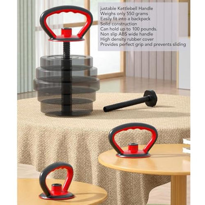 Adjustable Kettlebell Handle, Plate Kettlebell Grip Loadable Ergonomic Weight Strength Training Weightlifting Accessories for Home Gym Set