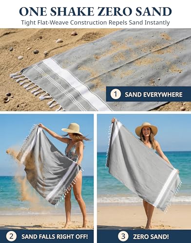 LANE LINEN Beach Towel, 2 Pack Beach Towels Oversized, 39"x71", XL - Alloy - color: 17: Alloy, size: Pack of 2